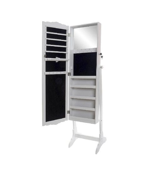 Armario Joyero con Espejo Blanco