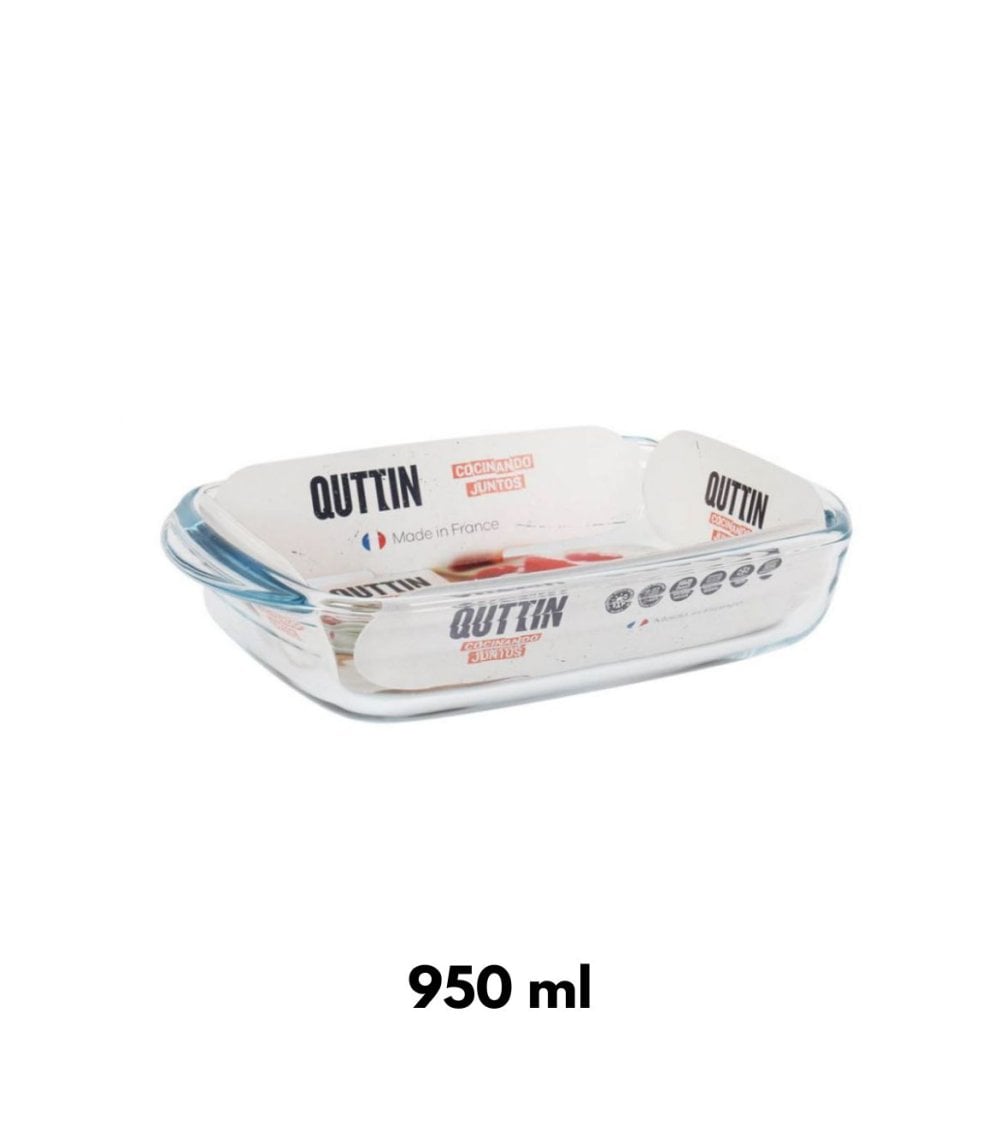 Fuente Rectangular de Cristal con Asa Quttin