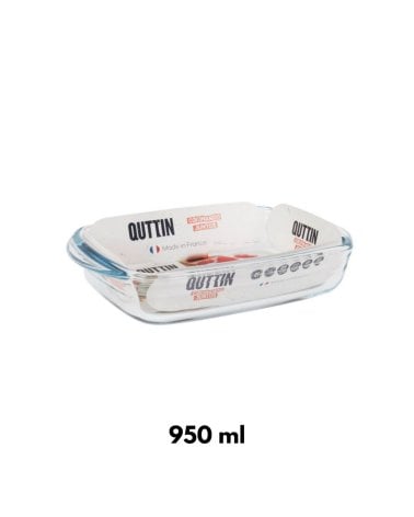 Fuente Rectangular de Cristal con Asa Quttin