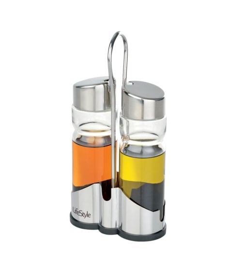 Set de Aceitera y Vinagrera de Cristal y Acero Inox