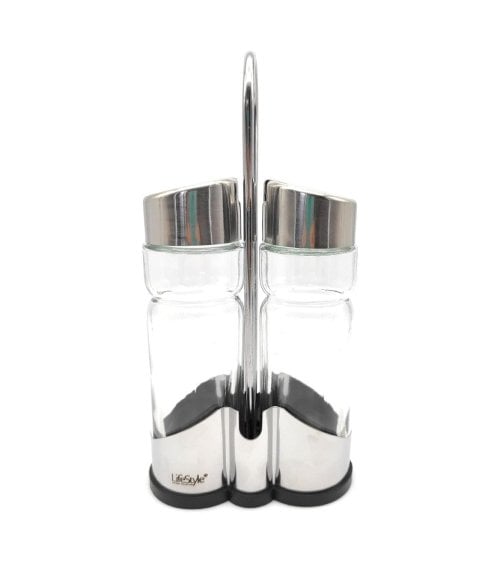 Set de Aceitera y Vinagrera de Cristal y Acero Inox