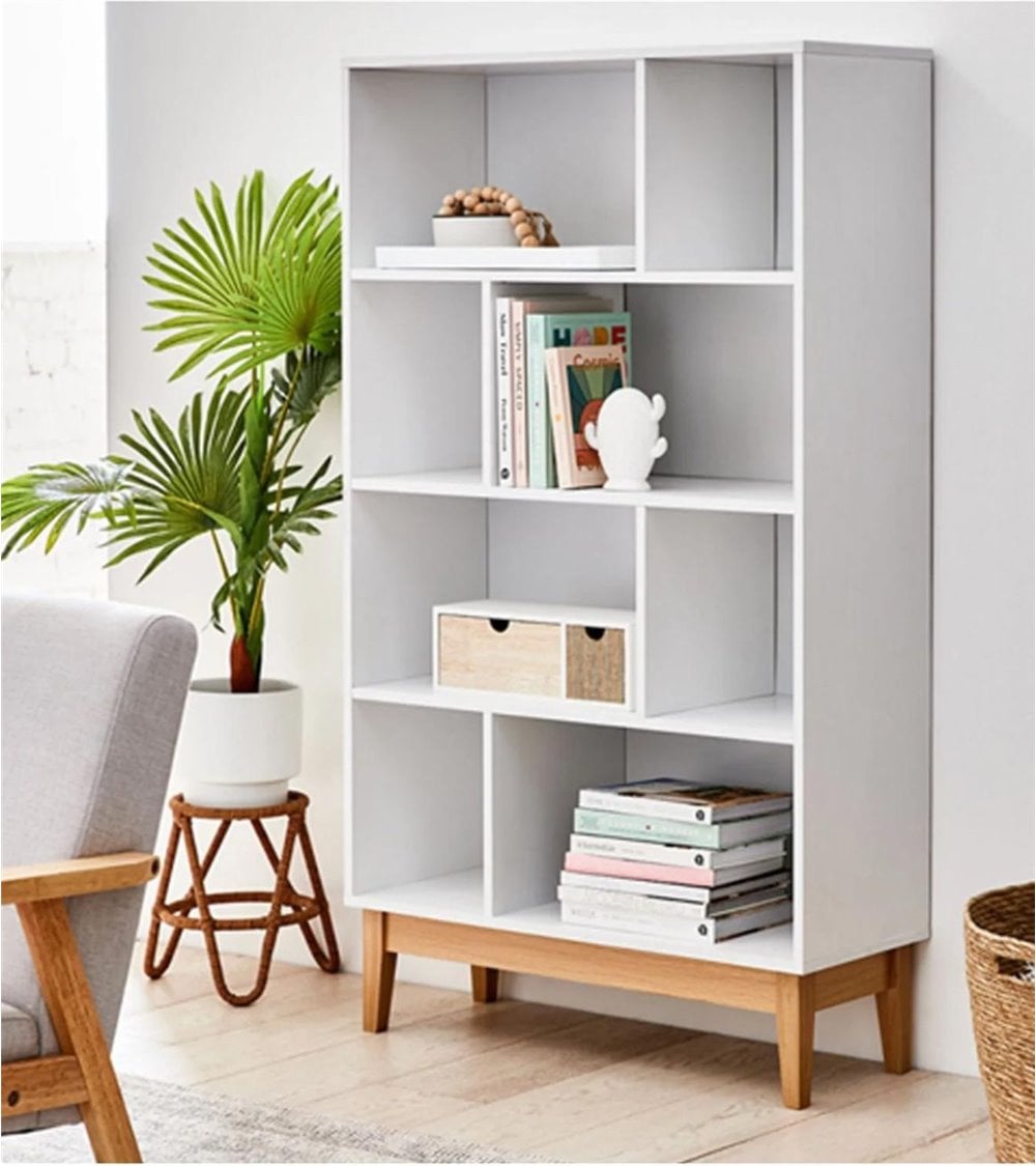 Librería Clary con 8 estantes blanco
