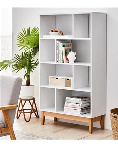Librería Clary con 8 estantes blanco