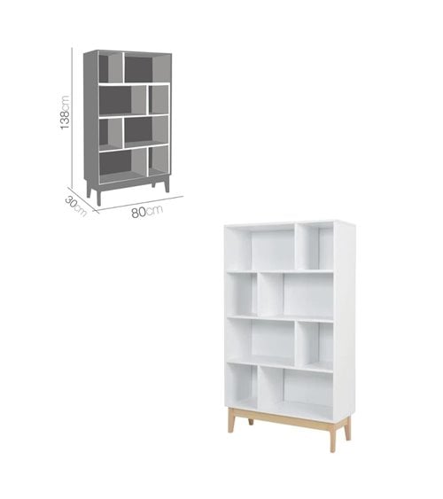 Librería Clary con 8 estantes blanco