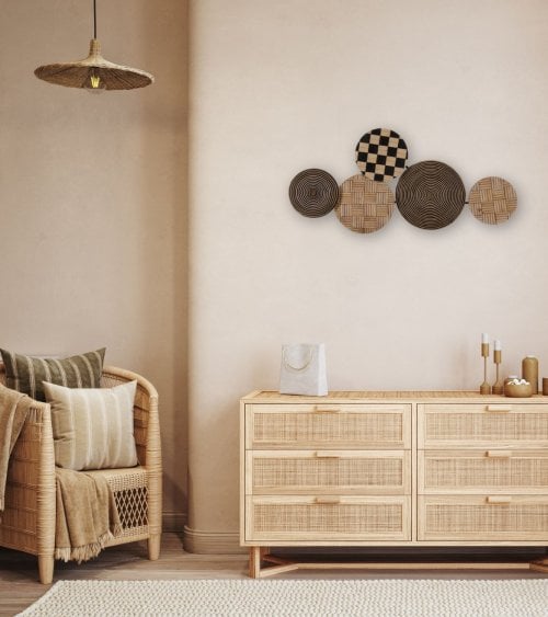 Mural de Círculos de Ratán para Pared