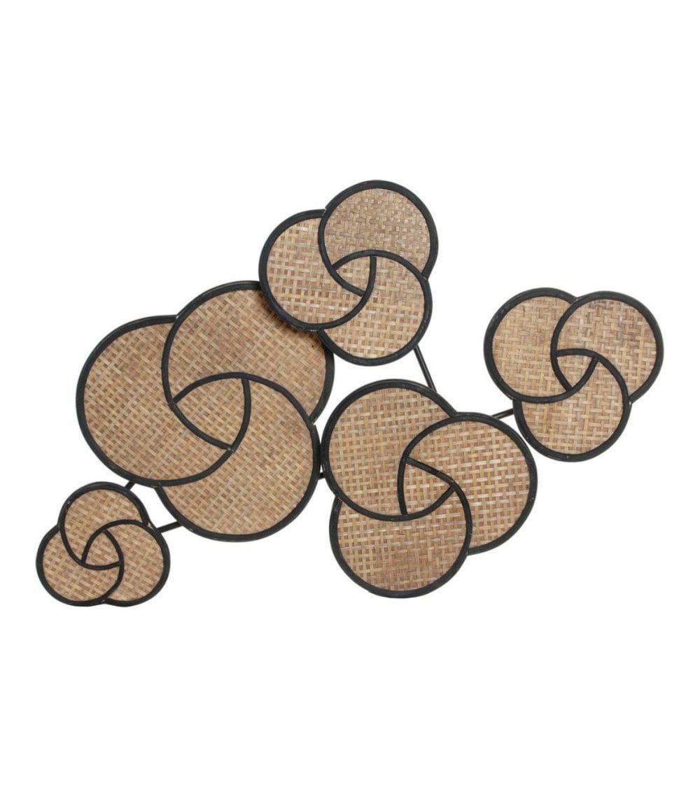 Decoración de Pared de Ratán y Metal Negro