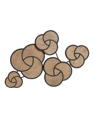 Decoración de Pared de Ratán y Metal Negro