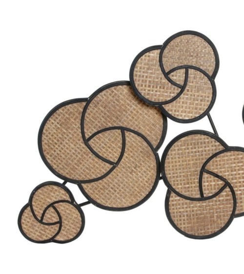 Decoración de Pared de Ratán y Metal Negro