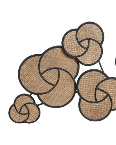 Decoración de Pared de Ratán y Metal Negro