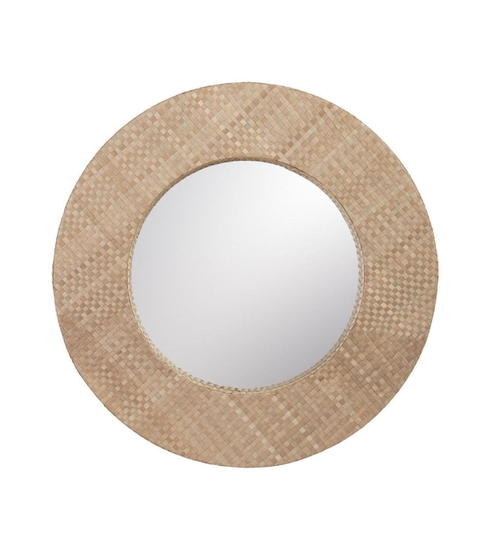 Espejo Circular de Borde con Fibra Natural