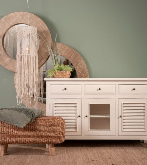 Espejo Circular de Borde con Fibra Natural