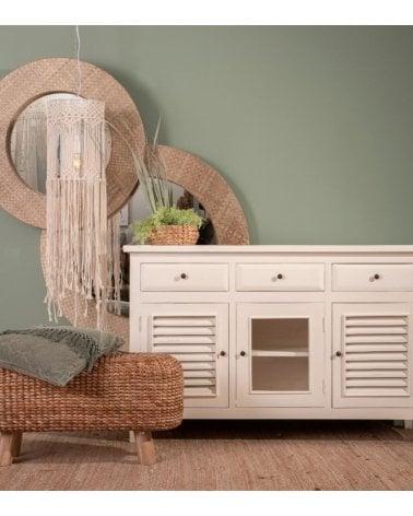 Espejo Circular de Borde con Fibra Natural