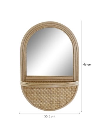 Espejo con Repisa de Ratán