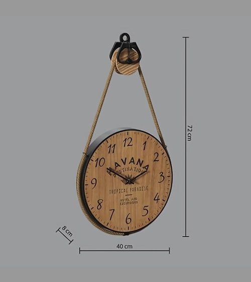 Reloj de Madera con Polea