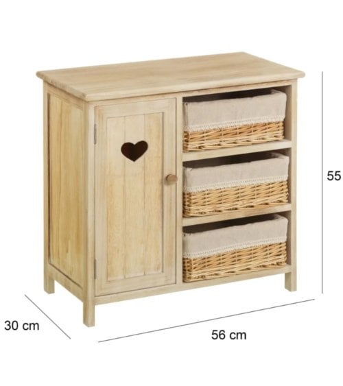 Mueble Auxiliar con 1 Puerta y 3 Cestas
