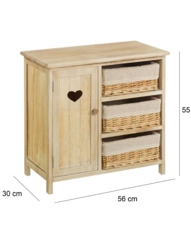 Mueble Auxiliar con 1 Puerta y 3 Cestas