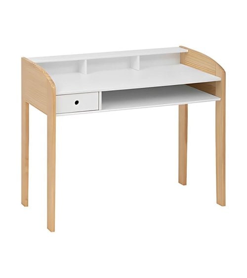 Escritorio Blanco con Patas de Madera