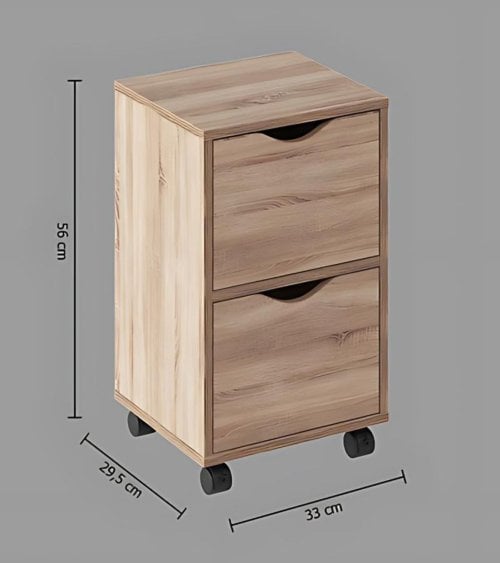 Cajonera Baja con 2 Cajones y Ruedas