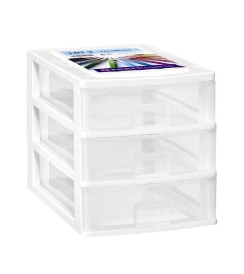 Cajonera Transparente con 3 Cajones Pequeños