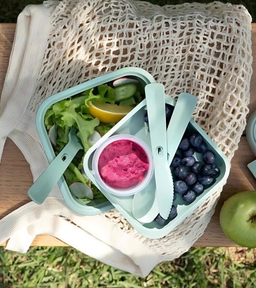 Fiambrera Cuadrada Smart To Go Eco con Cubiertos