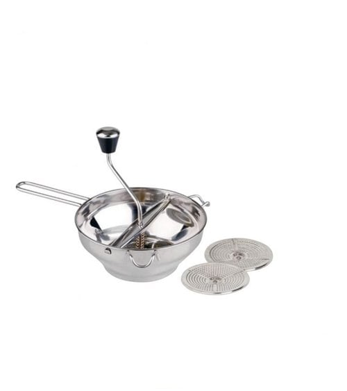 Pasapurés con Dos Discos de 19 cm de Diámetro en Inox