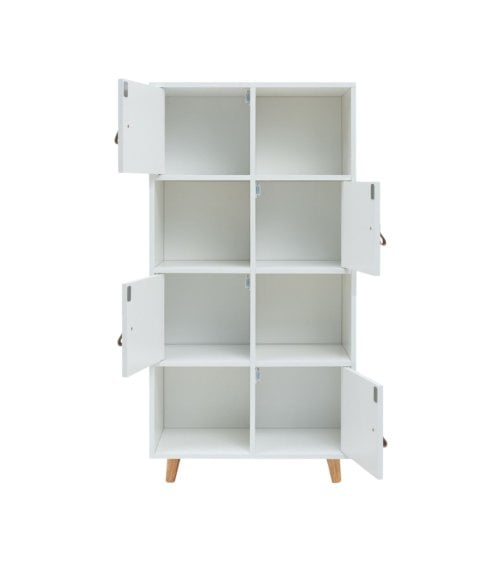 Estantería con 4 Puertas y 4 cubos de Madera en Color Blanco Anzio