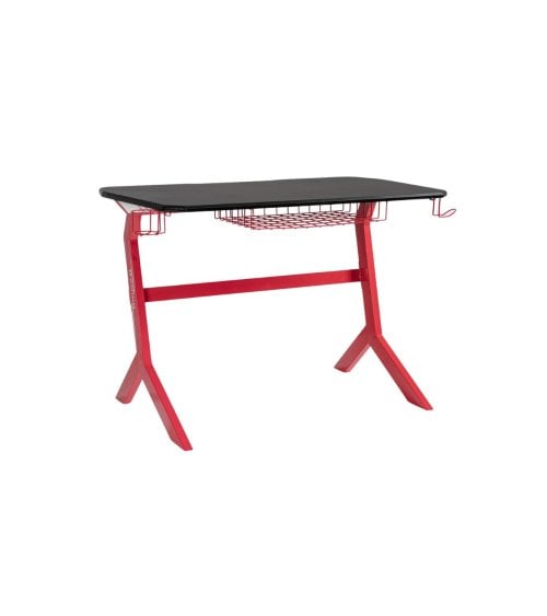 Escritorio Gaming de Madera y Metal en Color Negro y Rojo