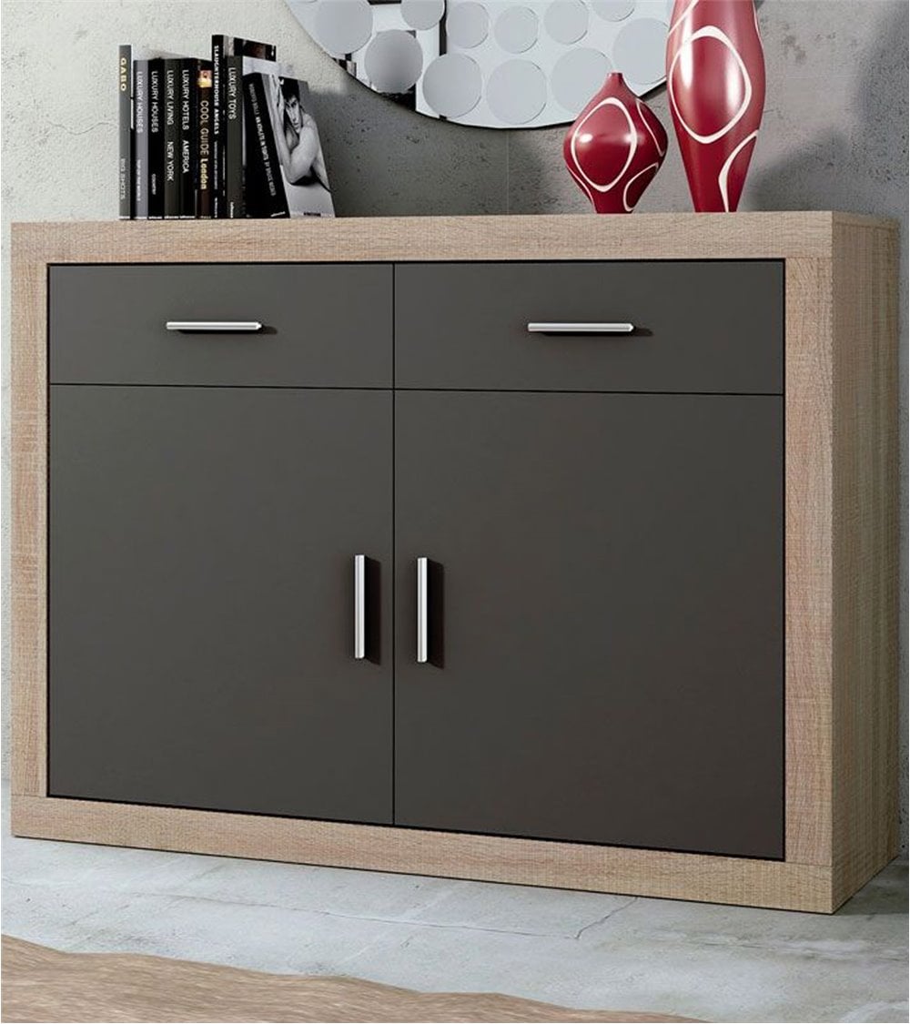 Aparador con Dos Puertas y Dos Cajones Lara Gris