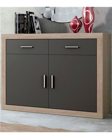 Aparador con Dos Puertas y Dos Cajones Lara Gris