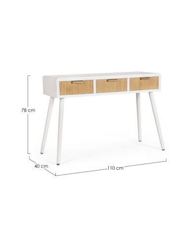 Consola de 3 Cajones de Madera en Color Blanco y Natural Charley