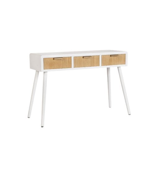 Consola de 3 Cajones de Madera en Color Blanco y Natural Charley