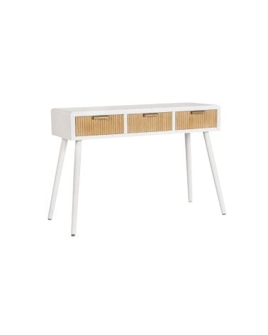 Consola de 3 Cajones de Madera en Color Blanco y Natural Charley
