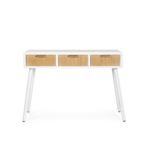 Consola de 3 Cajones de Madera en Color Blanco y Natural Charley