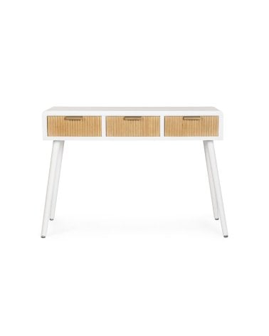 Consola de 3 Cajones de Madera en Color Blanco y Natural Charley