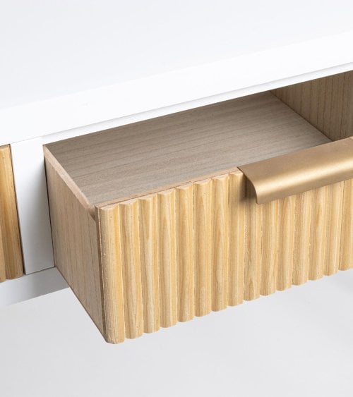 Consola de 3 Cajones de Madera en Color Blanco y Natural Charley
