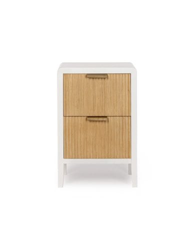 Mesita de Noche de 2 Cajones de Madera en Color Blanco y Natural Charley