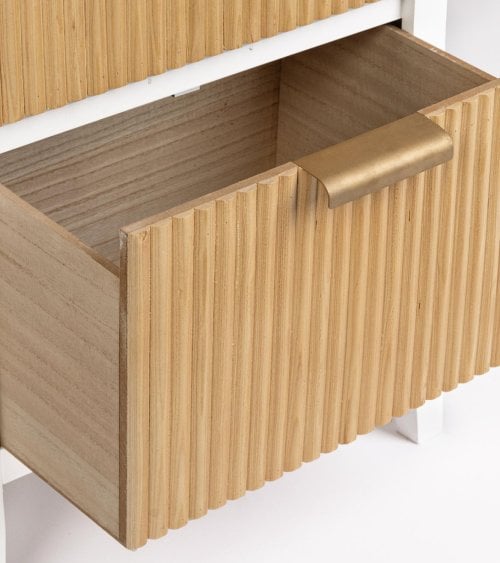 Mesita de Noche de 2 Cajones de Madera en Color Blanco y Natural Charley