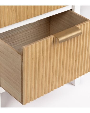 Mesita de Noche de 2 Cajones de Madera en Color Blanco y Natural Charley