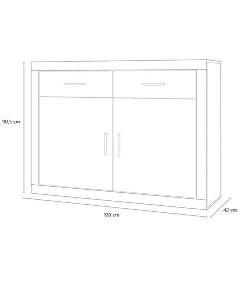 Aparador con Dos Puertas y Dos Cajones Lara Gris