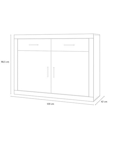 Aparador con Dos Puertas y Dos Cajones Lara Gris