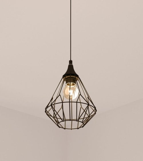 Lámpara Colgante de Varillas Metálicas Negra