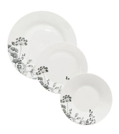 Vajilla Blanca Floral de 18 Piezas