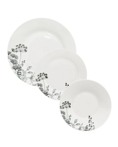 Vajilla Blanca Floral de 18 Piezas