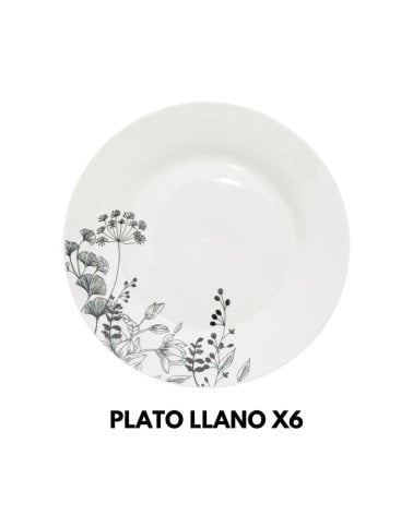 Vajilla Blanca Floral de 18 Piezas