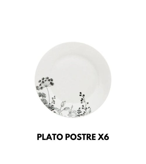 Vajilla Blanca Floral de 18 Piezas