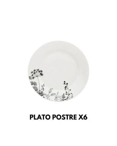 Vajilla Blanca Floral de 18 Piezas