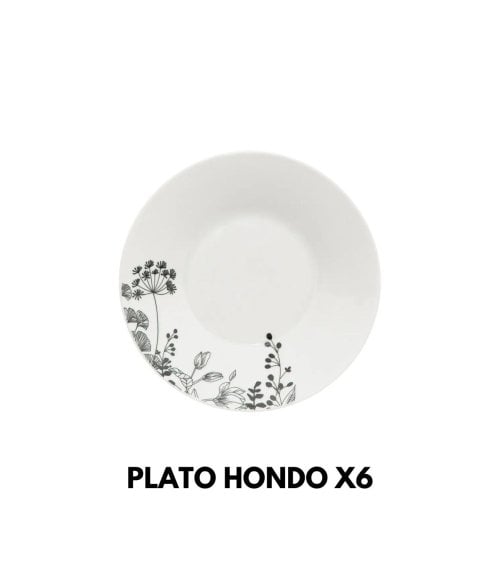 Vajilla Blanca Floral de 18 Piezas