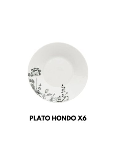 Vajilla Blanca Floral de 18 Piezas