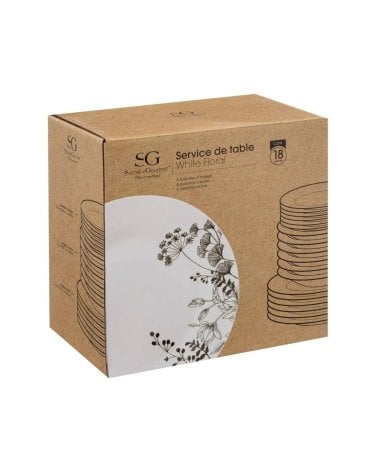 Vajilla Blanca Floral de 18 Piezas