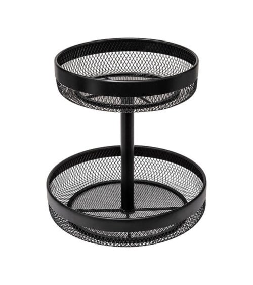 Cesta de Frutas Negra de 2 Niveles